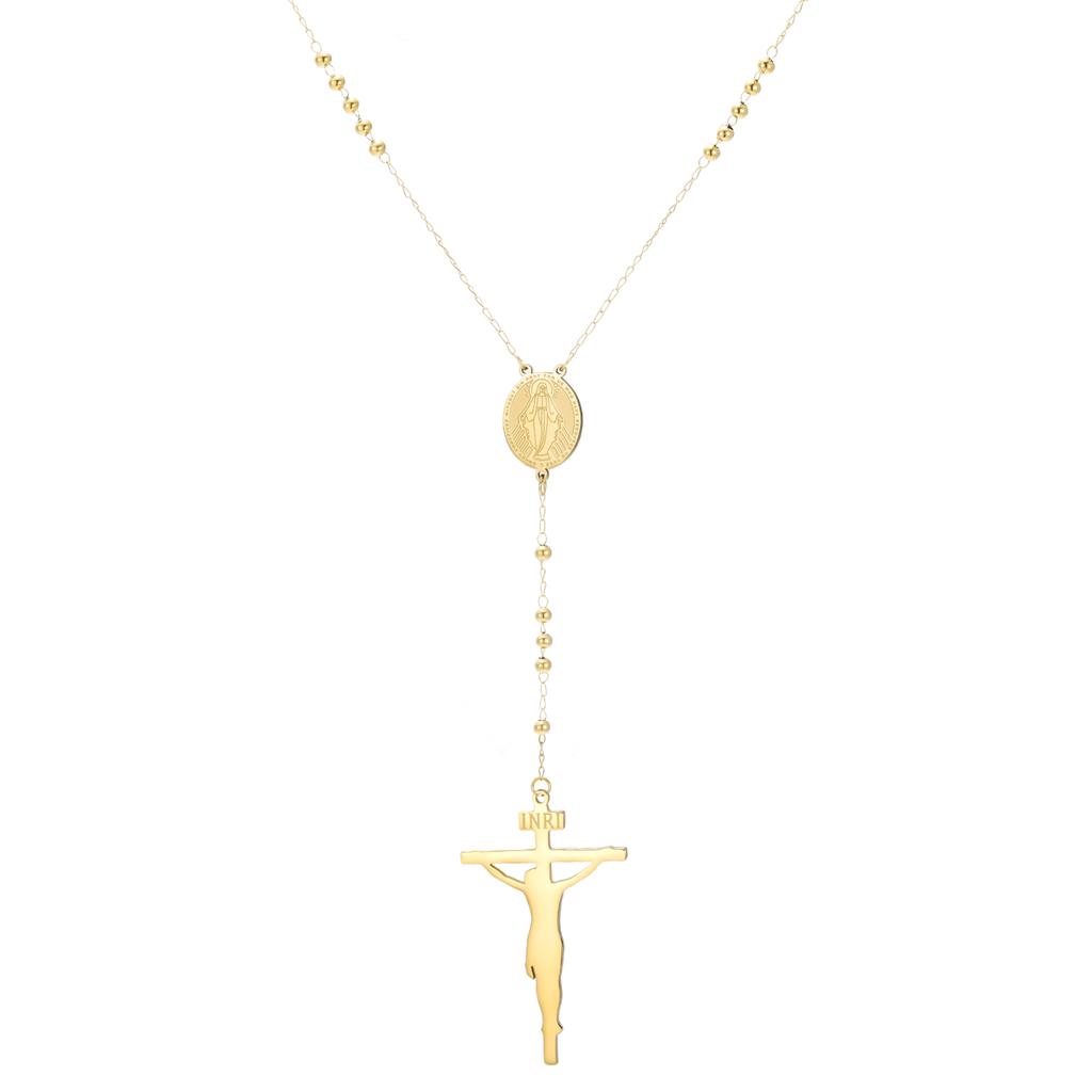 LIKGREAT Virgin Mary Necklace Jesus Cross Sweater Chain Catholic Religious Gift Stainless Steel Jewelry Christmas Gifts
