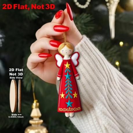 8/16pcs Colorful 11.91 Cm Artificial Wood Flat 1D Angel Decorations,Christmas Tree Toppers, Gift Tags, Party & Home Decorations
