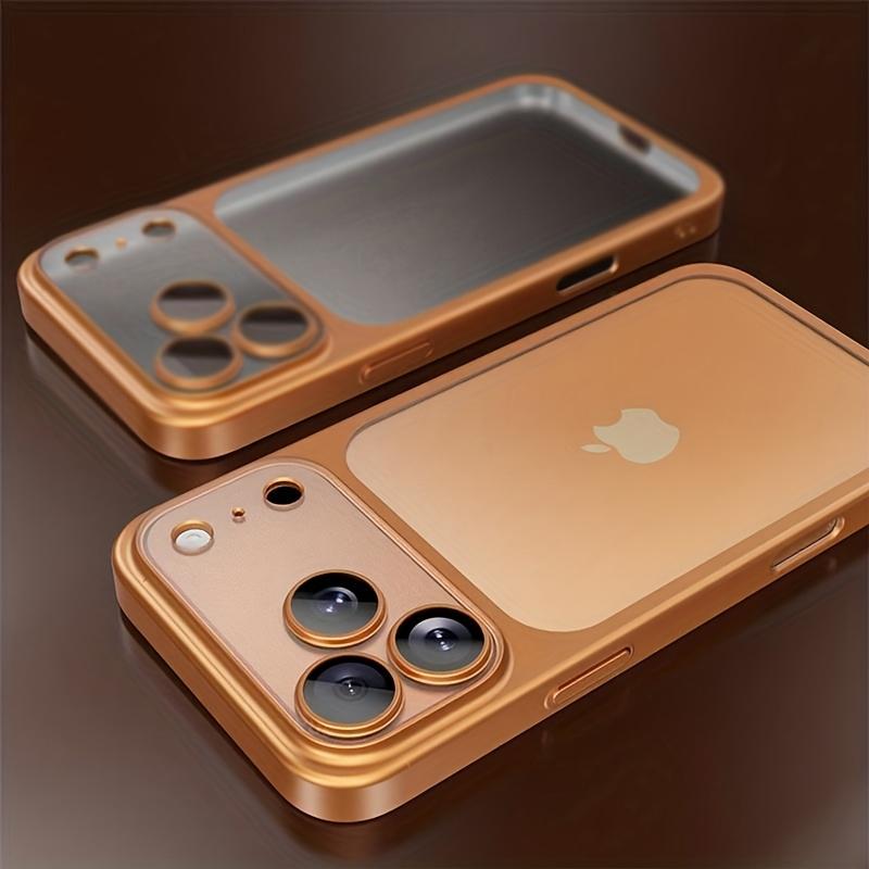 Plating Transparent Phone Case for For Iphone 17 16 14 1 13 Pro Max Frame Lens Film Protection Anti-fall Hard Clear Cover