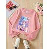 Kids Sweatshirt ,Crew Neck Fashion Top, Fun "Anime Girl Bubble Tea" Patterned Sweatshirt, for Everyday Casual Wear, for All Kinds of Daily Outfits