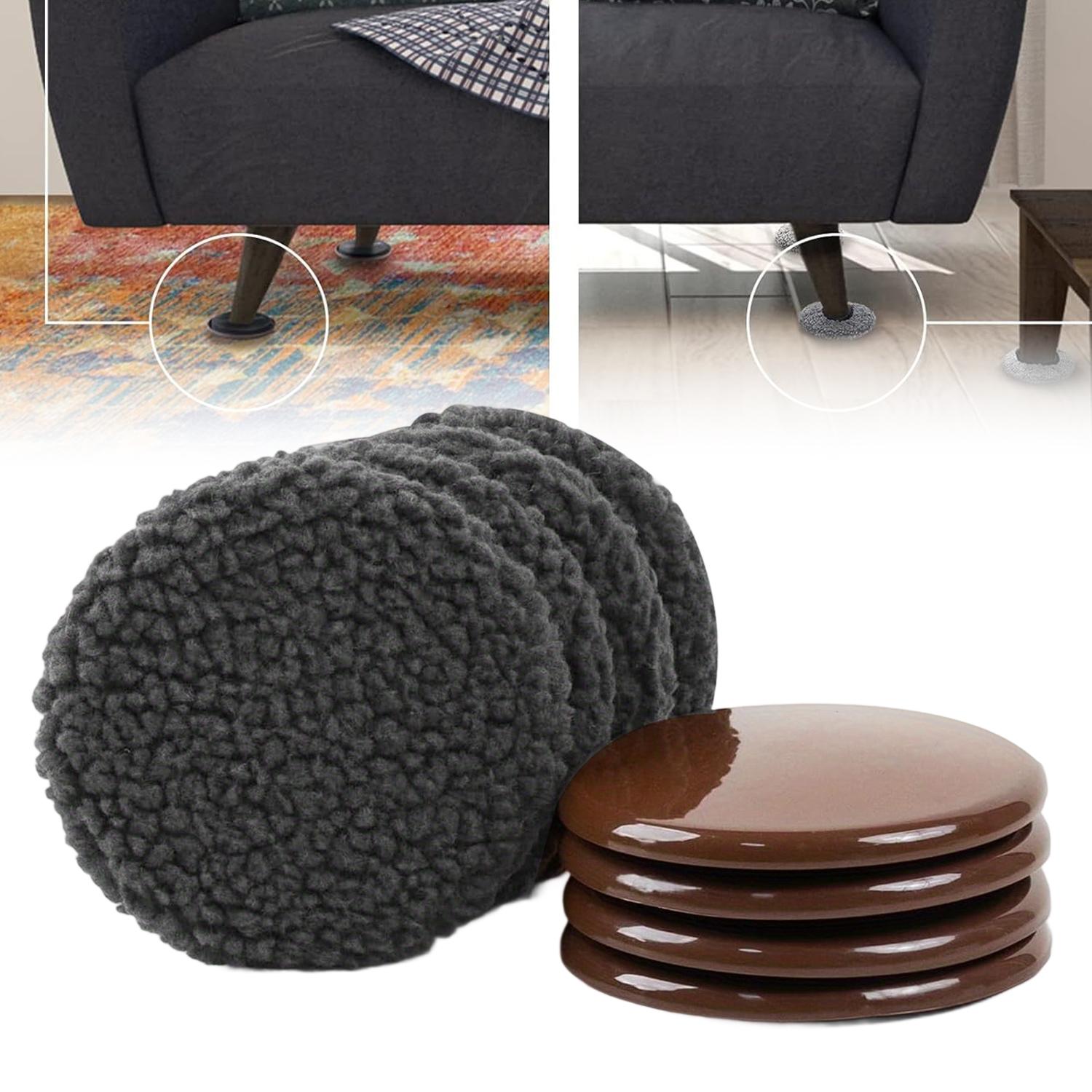 

4pcs Furniture Sliders + 4pcs Velvet Cover Multi-Surface Furniture Sliders for Hardwood Floors, Silicone Chair Caps Covers