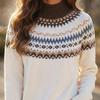 Damen Herbst/Winter Retro Colorblock Jacquard Pullover - Ethnisch gestrickter Pullover