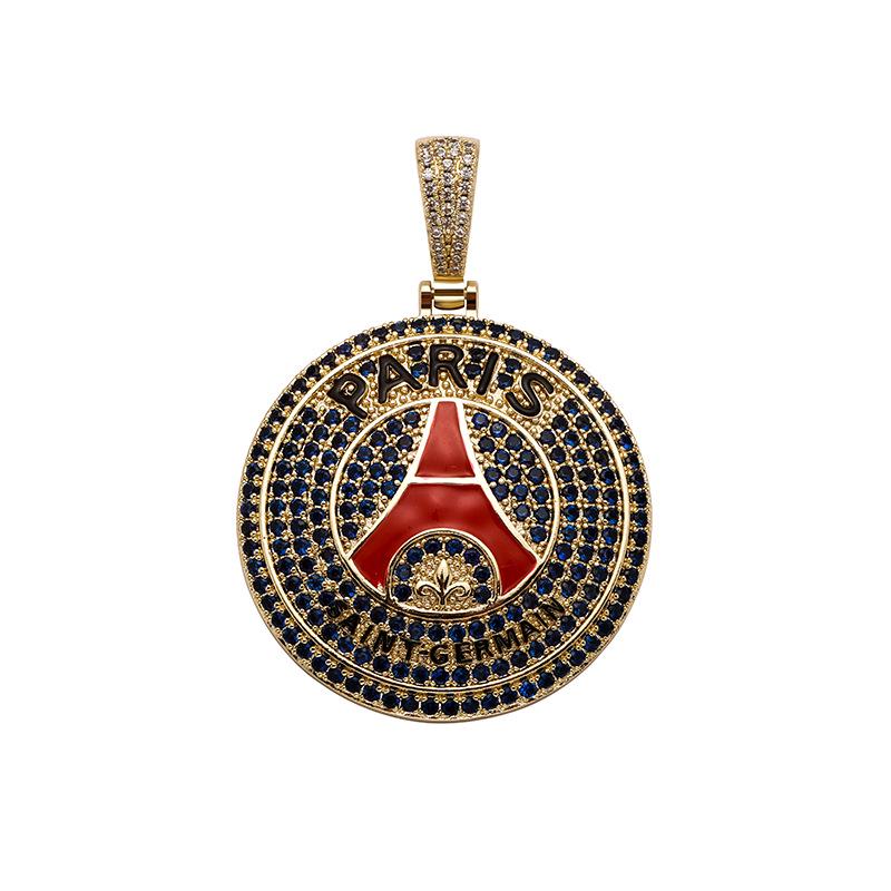 European & American Hip-Hop Football Club Badge Pendant with Colorful Drip Oil - Fan Commemorative Medal Necklace