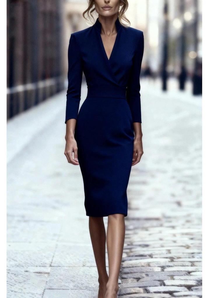 Autumn 2025 V-neck Slimming Bodycon Midi Wrap Dress for Women