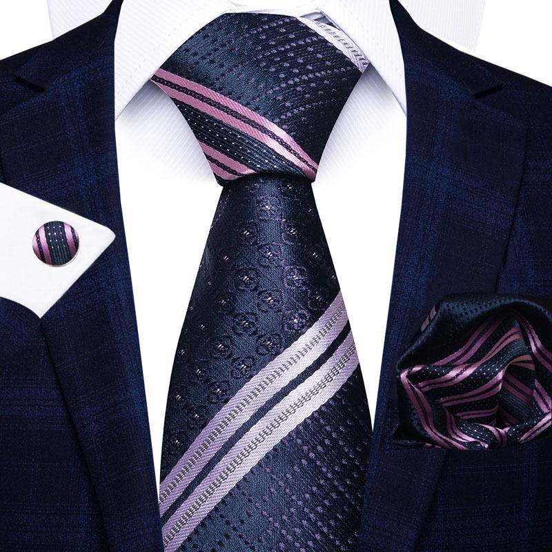 2025 Men'S Business Black Gift Box Striped Plain Tie Pocket Towel Tie Gift Set