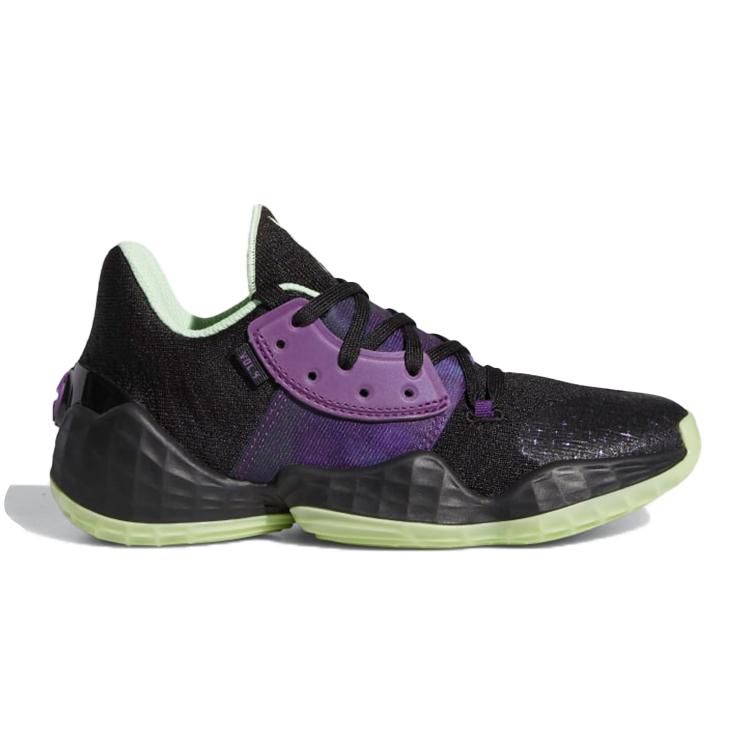 adidas Harden Vol. 4 J Breathable Low Top Children's Basketball Shoes Black Purple Teenagers FV3038