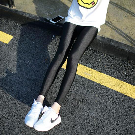 New Autumn/Winter Elastic Glossy Nylon Slim Fit 7/9-Point Flat Foot and Pedal Leggings