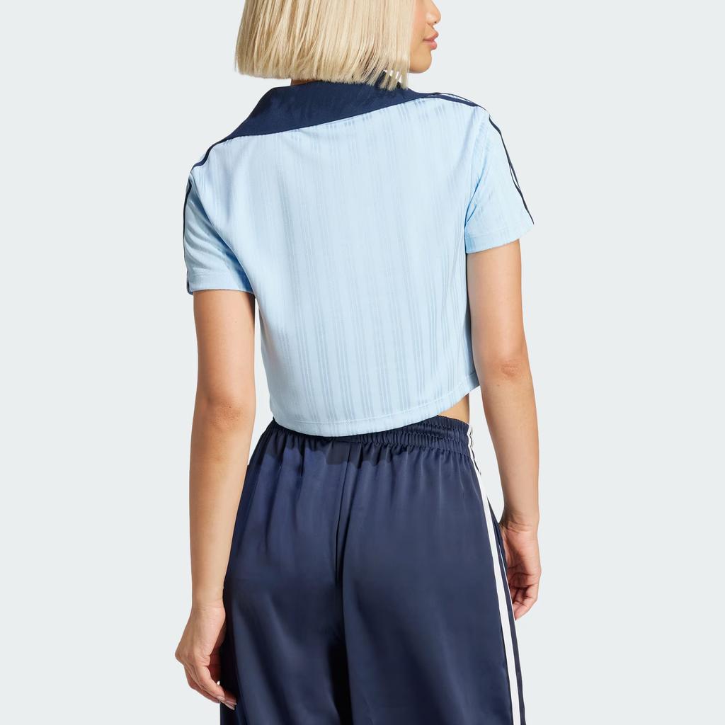 Adidas Originals Adicolor Jacquard Sports Casual Comfortable Soft Fashion Short Sleeve Polo Shirt Women Tops Pink Blue JD5864
