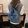 Large Capacity Casual Denim Shoulder Bag Women's Handbag Retro Commuter Versatile Handheld Multi-Functional Student Backpack