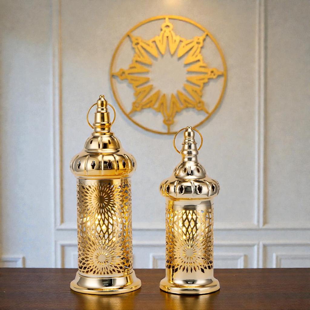 2026 Ramadan Decorative Led Lantern Set Hanging Gold Battery Lamp Perfect Festival Gift (EU Stock)