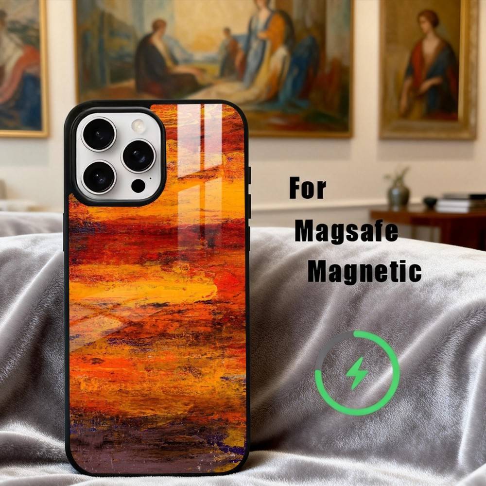 A-Autumn R-Retro Oil Painting Phone Case For iPhone17,16,15,14,13,12,11 Plus,For Magnetic Wireless Charge Cover