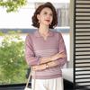 Spring Arrival: Loose Lapel Knit Top for Middle-Aged & Elderly Women – Lightweight, Stylish T-Shirt for Spring/Summer