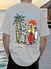 2026 Adults Kids 100 Cotton Summer Waves Hawaii Surf Print Tshirt White Short Sleeve Casual Tee For Beach Surf Fans