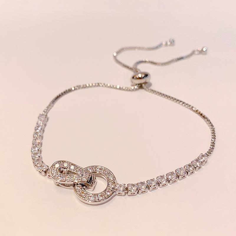 New Round Zircon Bracelet for Women, Fashionable and Versatile, Light Luxury Bracelet