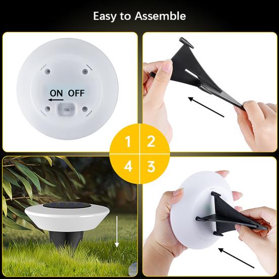 4 Pcs Solar Ground Lights Waterproof Outdoor Landscape Lights LED Lawn Lamp with Stake for Pathway Garden Yard Deck Decor