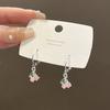 Sweet and cool girl heart cherry ear buckle female versatile temperament pink opal earrings small fresh and simple ear jewelry