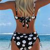 1011 New Sexy European and American Bikini Print Lace-up Halter Swimsuit Women