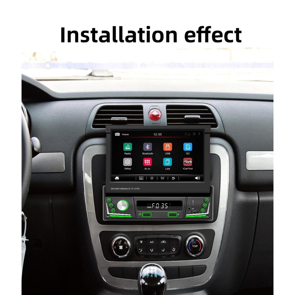 1 Din Autoradio Elektrisch versenkbarer Bildschirm Autoradio Universal Multimedia MP5 Player 7 Lichter Kabelgebundenes Carplay Bluetooth Auto Stereo