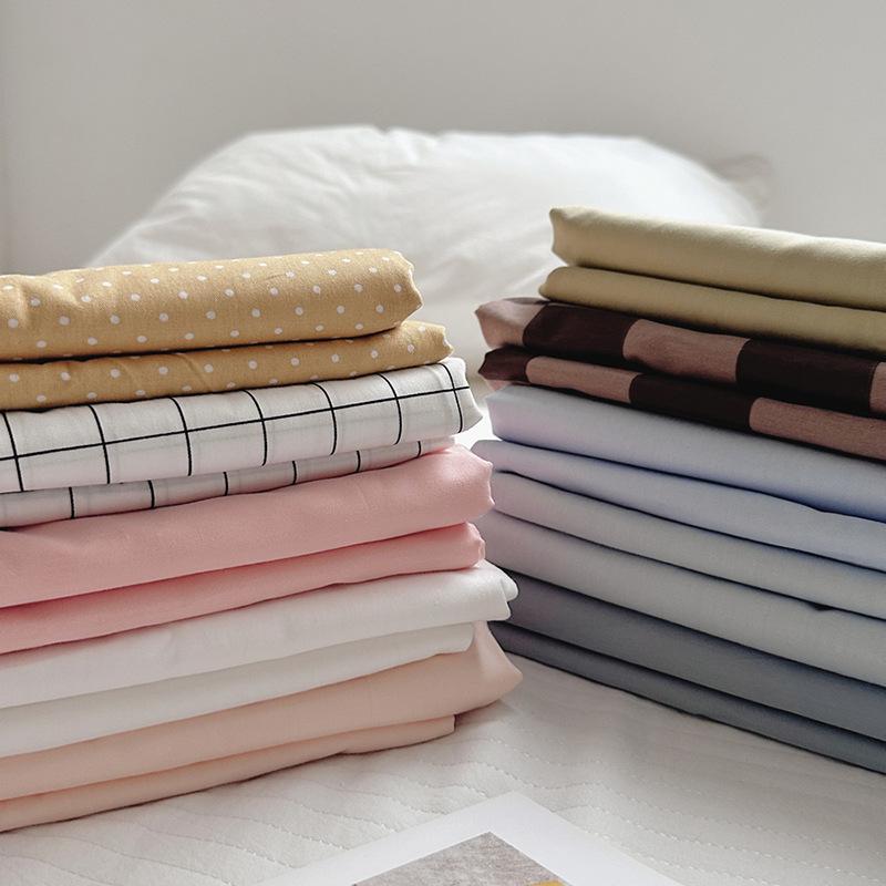 Single Plaid Stripe Cotton Bed Sheet - Fitted Sheet & Duvet Cover for Student Dorm