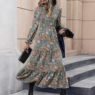 Autumn and Winter Hot Selling Women's Printed Dresses Long Skirts Temperament Sense of Luxury