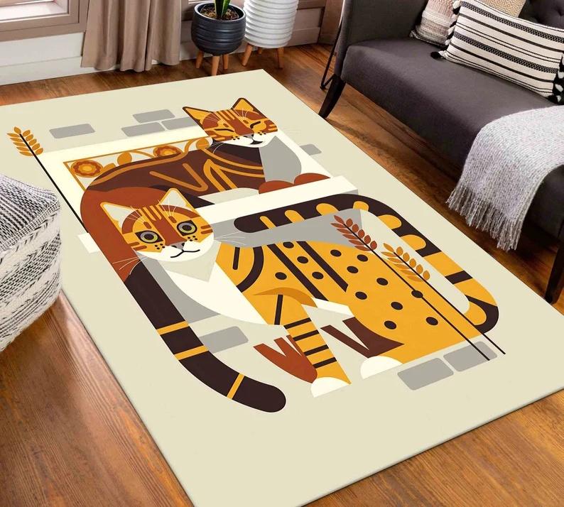Abstract Cat Home Decoration Rug Abstract Cute Cat Carpet Funny Bedroom Living Room Home Door Mat Cat Enthusiast Gift