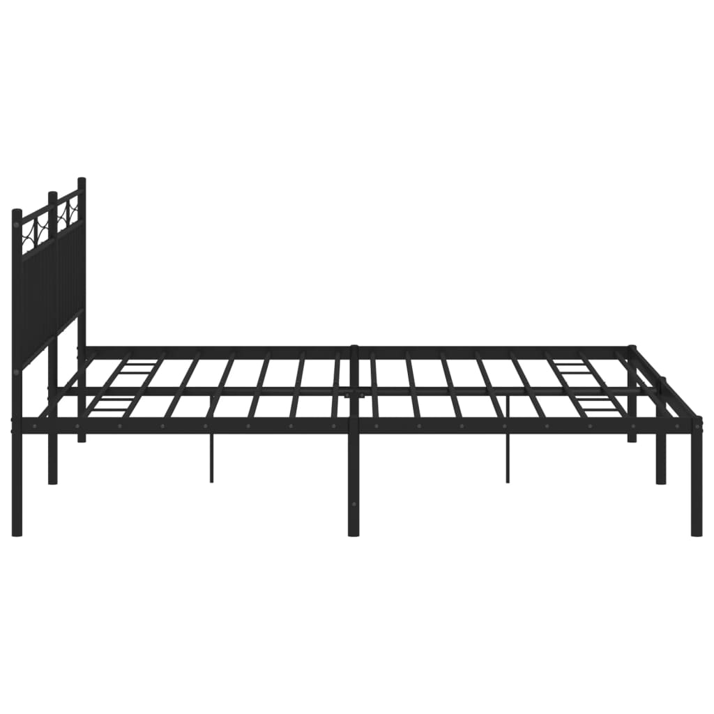 Metal Bed Frame with Headboard Black 180 X 200 Cm