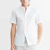 Calvin Klein Jeans SS24 Solid Comfortable Pointed Collar Short Sleeve Shirt Men Shirts Bright-White J324459-YAF