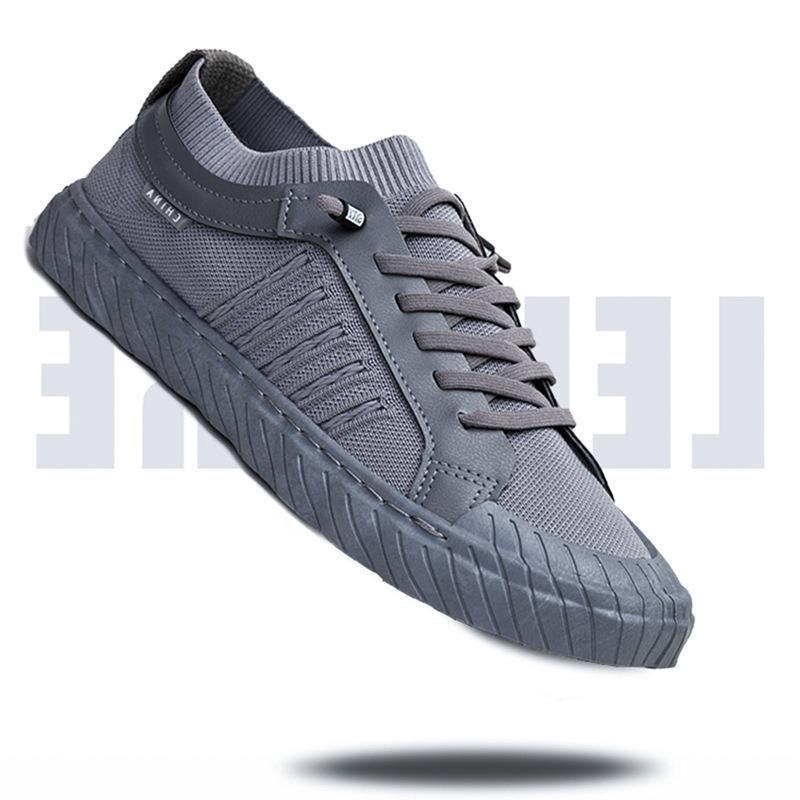 New Men's Single Shoes Sports Casual Shoes Breathable Knitted Mesh Shoes Middle-aged and Young Trend Board Shoes Lace-up Men's Shoes