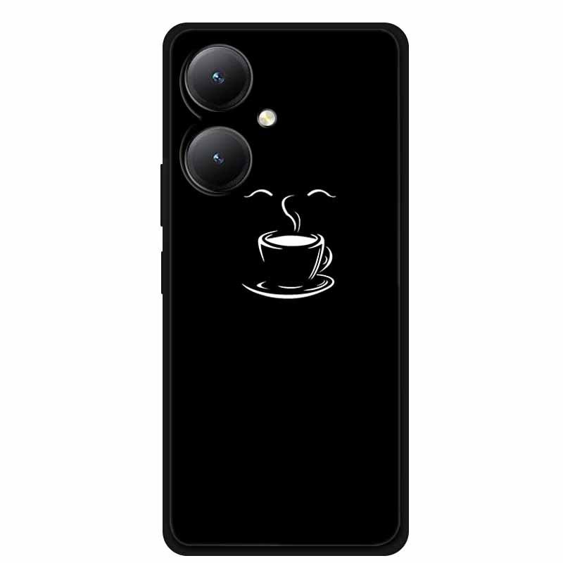 Black TPU Soft Case for Y27 4G, Y35, Y35m+, Y55T 5G Phones - Cross-Line Design