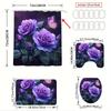 1/4Pcs Bathroom Shower Curtain Set Purple Rose Print Bathroom Curtain With 12 Hooks Non Slip Rugs Toilet Cover Mat Bathroom Partition