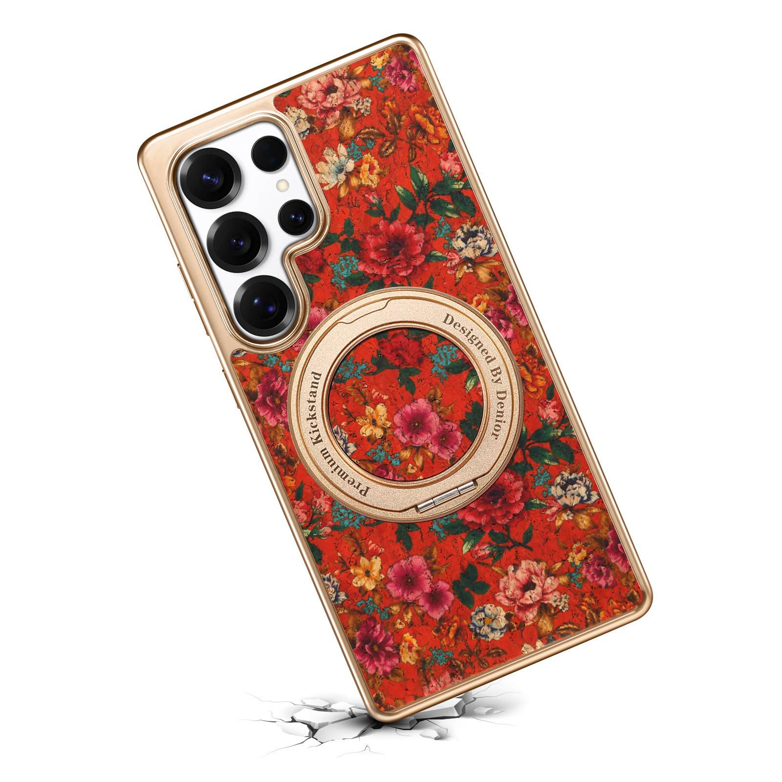 

Samsung S26 Ultra Cork Magnetic Rotating Ring Case for S24/S25 S23 Plus червоний