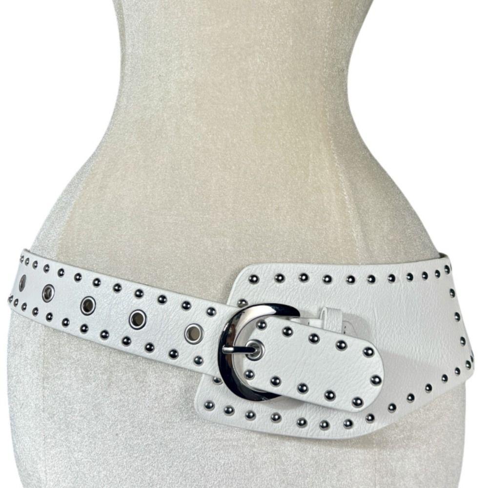 Punk Style Wide Women's Belt Designer Dress Jeans Belt Heavy-Duty Rivet Waist Belt  Streetwear