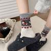 Female Autumn and Winter Thickened Warm Retro Cartoon Boneless Flocking Puppy Wool Drum Pile Socks