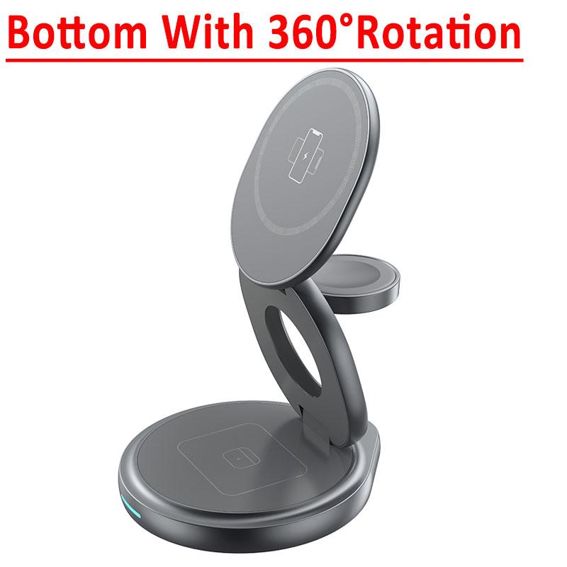 Soporte Cargador Inalámbrico Magnético Plegable de 30W Para iPhone15 14 13 12 Pro Max Reloj Airprods Pro Estación de Carga Rápida 3 en 1