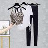 Women Dance Outfit Backless Crop Top High Waist Leggings 2Pcs Set Stage Performance