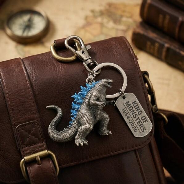 Creative Godzilla Keychain, Metal Dinosaur Pendant, Trendy Car Bag Decoration, Durable Gift