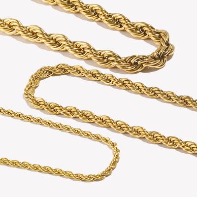 Minimalistyczny Podstawowy Złoty Kolor Skręcony Sznurkowy Łańcuszek Choker Naszyjniki Dla Kobiet Biżuteria Ze Stali Nierdzewnej Złoty Naszyjnik
