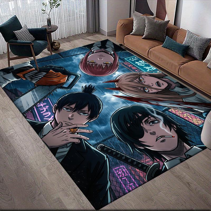 Chainsaw Man character Anti-Slip Floor Mat, Rectangular Carpet for Sofa Area, Game Room and Living Room.xwn