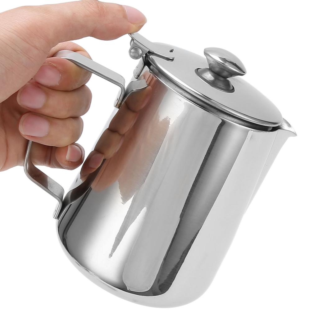 Milk Frothing Pitcher 304 Stainless Steel Milk Frother Coffee Cup with Cover for Home Coffee Shop1500ML