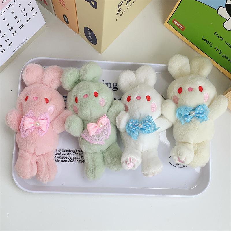 Bow Baby Rabbit Plush Keychain Jade Rabbit Velvet Doll Pendant Claw Machine Children's Doll