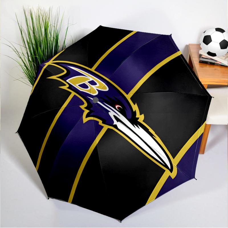 Football Ravens Logo Umbrella 8-Frame for Travel, Camping, Casual Lightweight Portable Umbrella, Essential for Every Family Holidays Gift