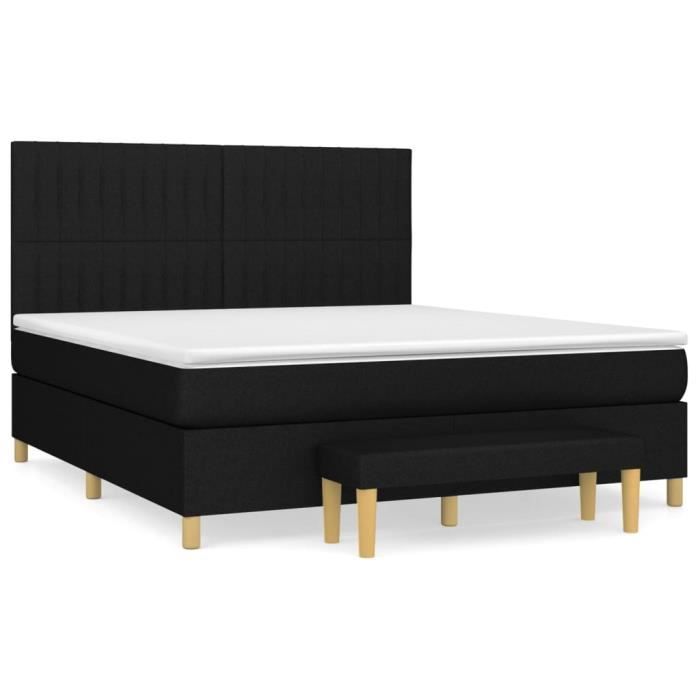3137327 vidaXL Lit à sommier tapissier avec matelas Noir 160x200 cm Tissu