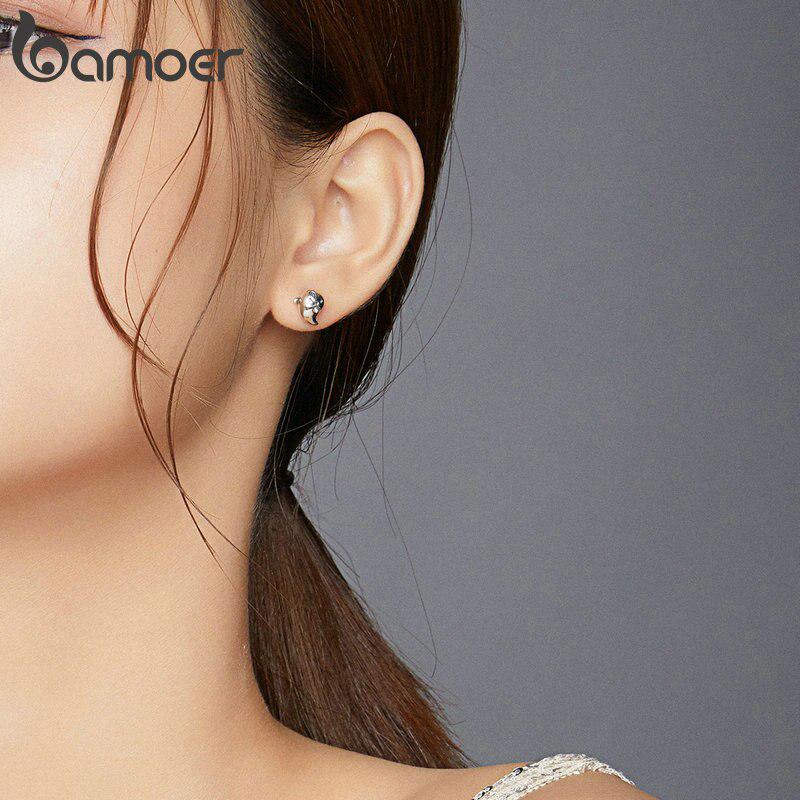 Bamoer Oxidized Silver Stud Earrings for Women Little Devil Ghost Jewelry Gift for Girl 925 Sterling Silver Jewelry