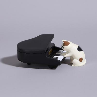 Resin Cat Figurine Whimsical Cat Sculpture Adorable Cat Piano Figurines for Home Office Desk Decoration Resin for Bedroom