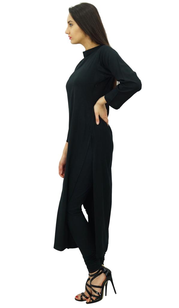 Bimba Women Full Sleeve Straight Kurta Ethnic Rayon Kurti Plain Long Tunic