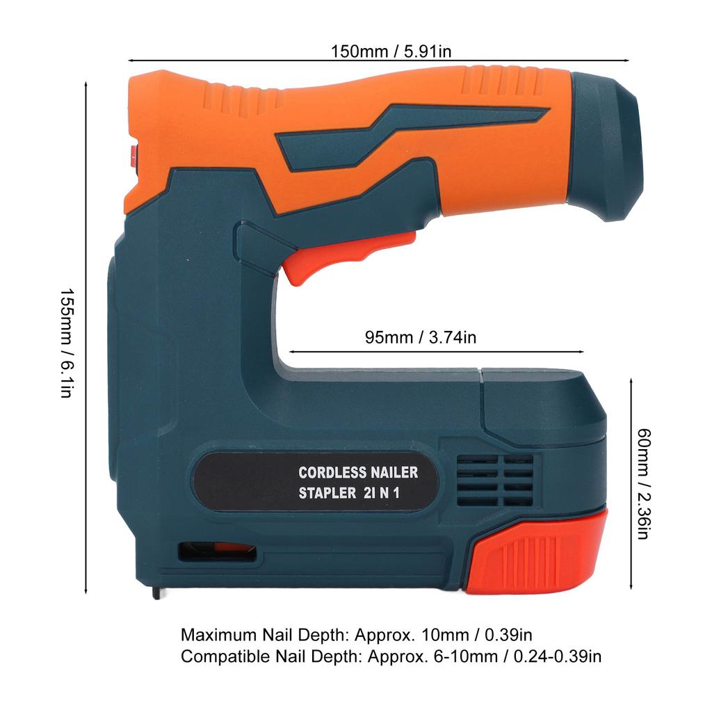 Cordless Staple Gun Cordless Brad Nailer Portable USB Charging Battery Powered Nail Gun for Woodworking Battery Powered Nail Gun