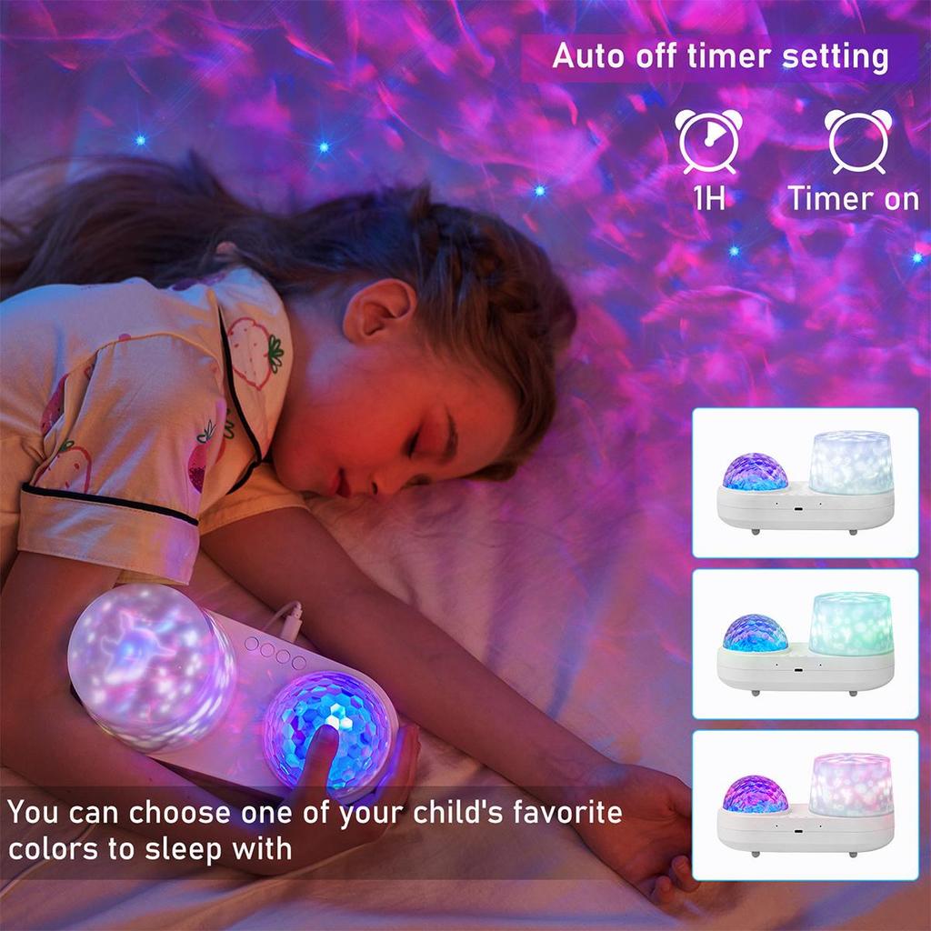USB Ocean Wave Jellyfish Light Projector Star Galaxy Night For Kids Led Lamp Rotating With Timer Bedroom Projection Lights Room