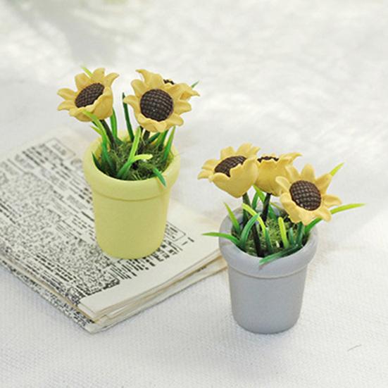 Miniature Sunflower Exquisite Imagination Cultivation Resin Doll House Mini Sunflower for Children