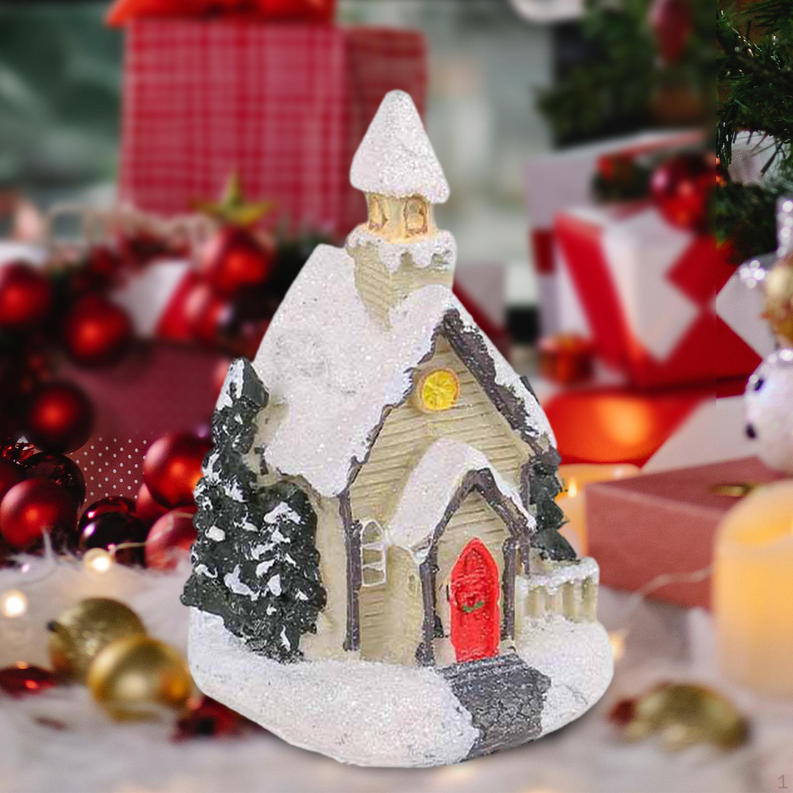 Christmas Scene Lighted House Ornament Decoration Craft Decorative Cute Illuminated for Style B