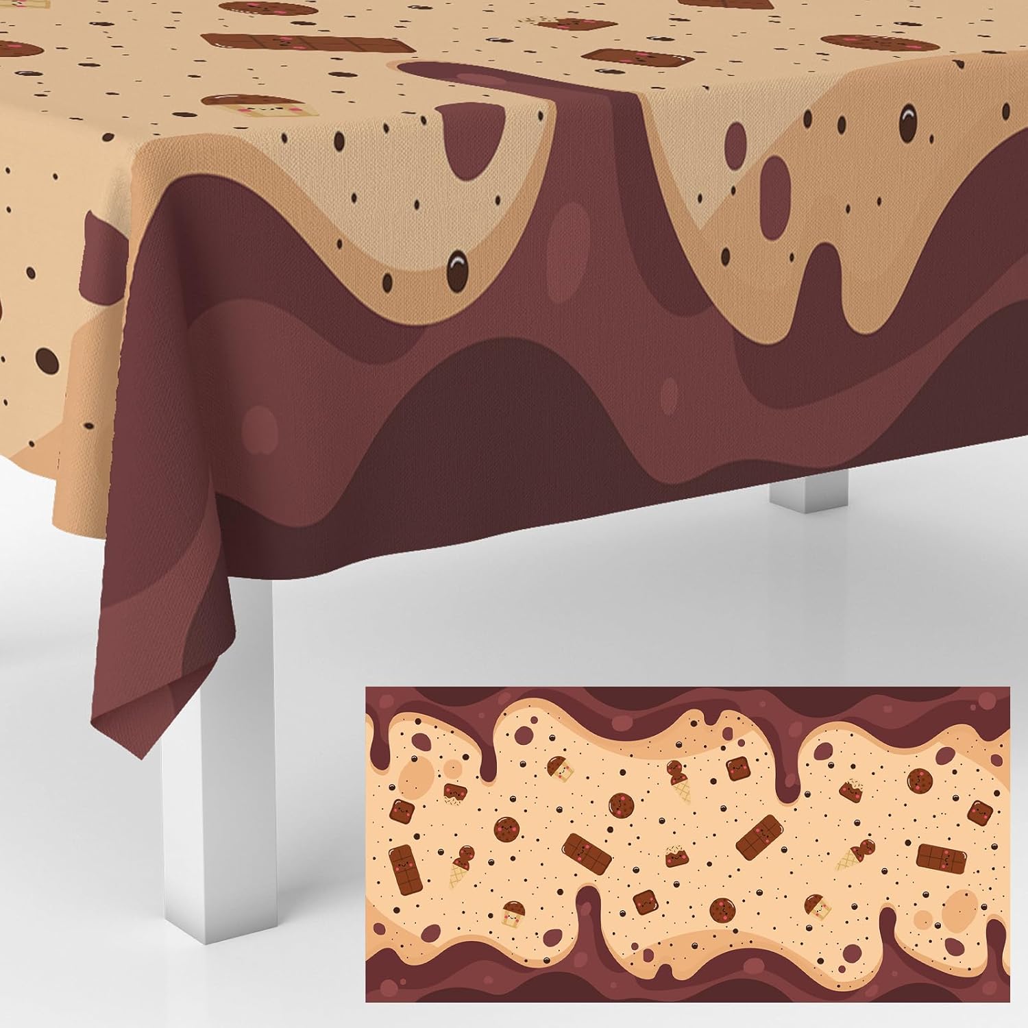 Chocolate Party Tablecloths Decorations Hot Chocolate Bar Cookie Milk Theme Table Cover Decorations for Kids Boys Girls Birthday Party Cocoa Day